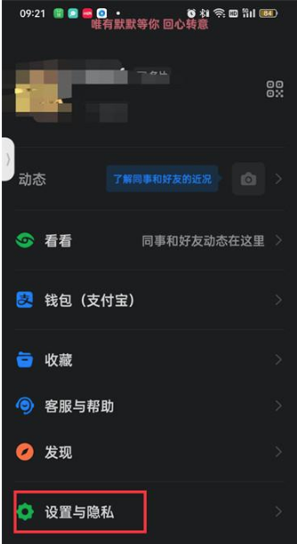 钉钉在什么地方查看隐私功能